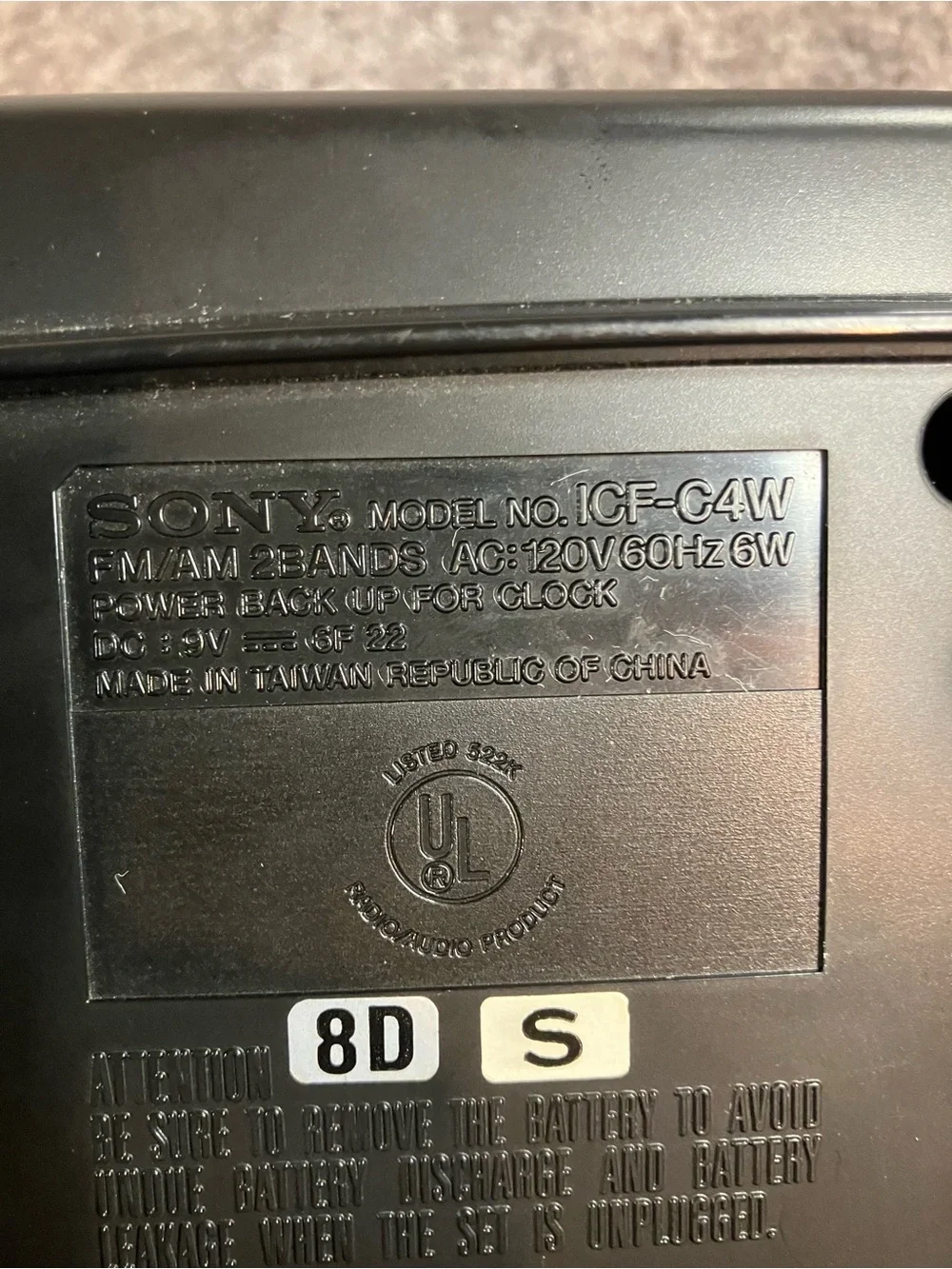 Sony Dream Machine Model: ICF-C4W Black Alarm Clock-AM/FM Tested, Works